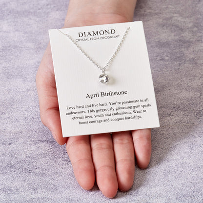 April (Diamond) Birthstone Necklace Created with Zircondia® Crystals