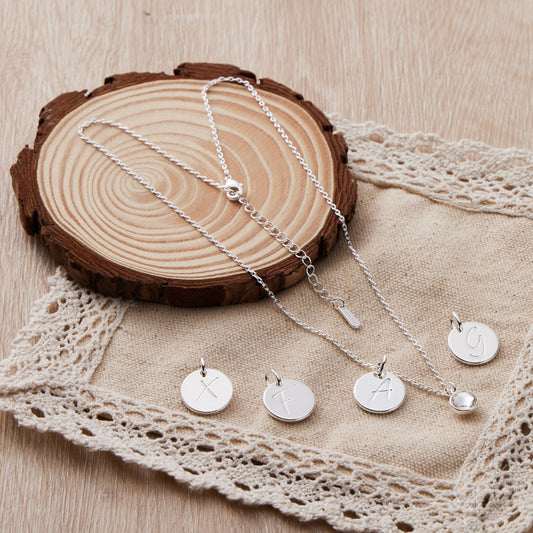 April (Diamond) Birthstone Necklace with Initial Charm (A to Z) Created with Zircondia® Crystals