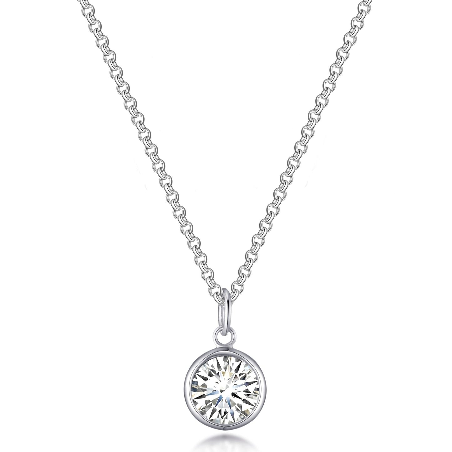 April (Diamond) Birthstone Necklace with Initial Charm (A to Z) Created with Zircondia® Crystals