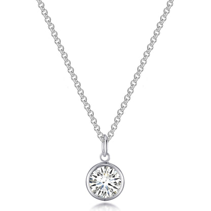 April (Diamond) Birthstone Necklace with Initial Charm (A to Z) Created with Zircondia® Crystals