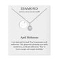 April (Diamond) Birthstone Necklace with Initial Charm (A to Z) Created with Zircondia® Crystals
