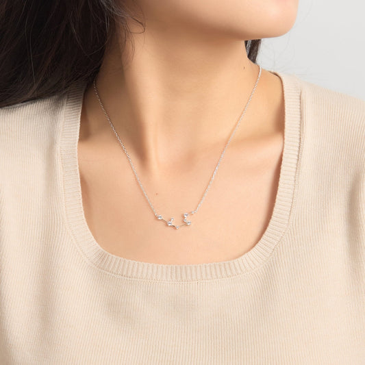 Aquarius Star Sign Zodiac Constellation Necklace with Zircondia® Crystals