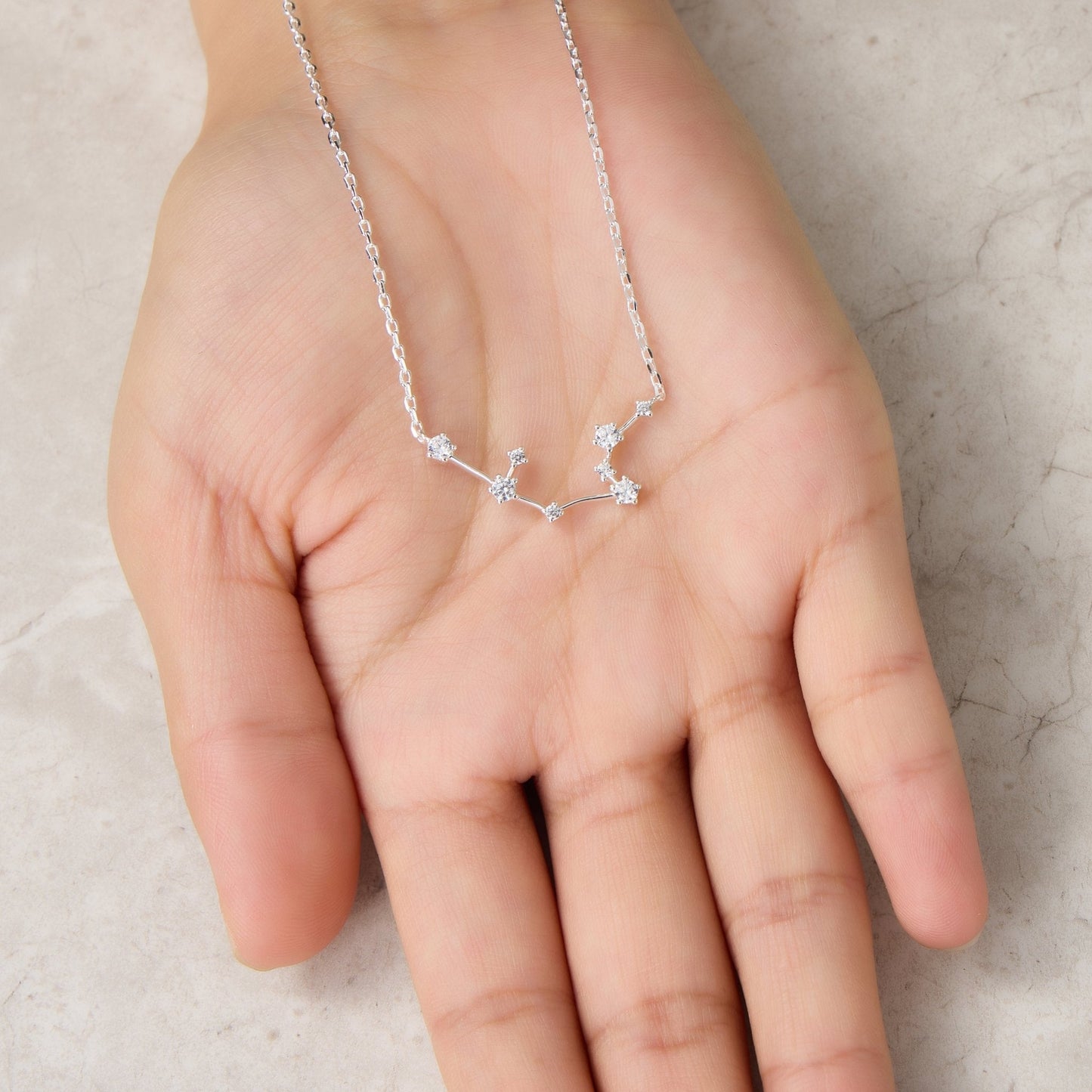 Aquarius Star Sign Zodiac Constellation Necklace with Zircondia® Crystals