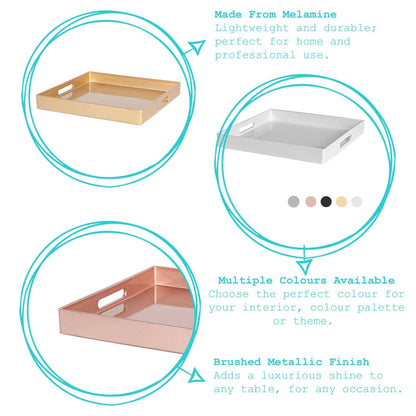 Argon Tableware Square Serving Tray -33cm - Rose Gold