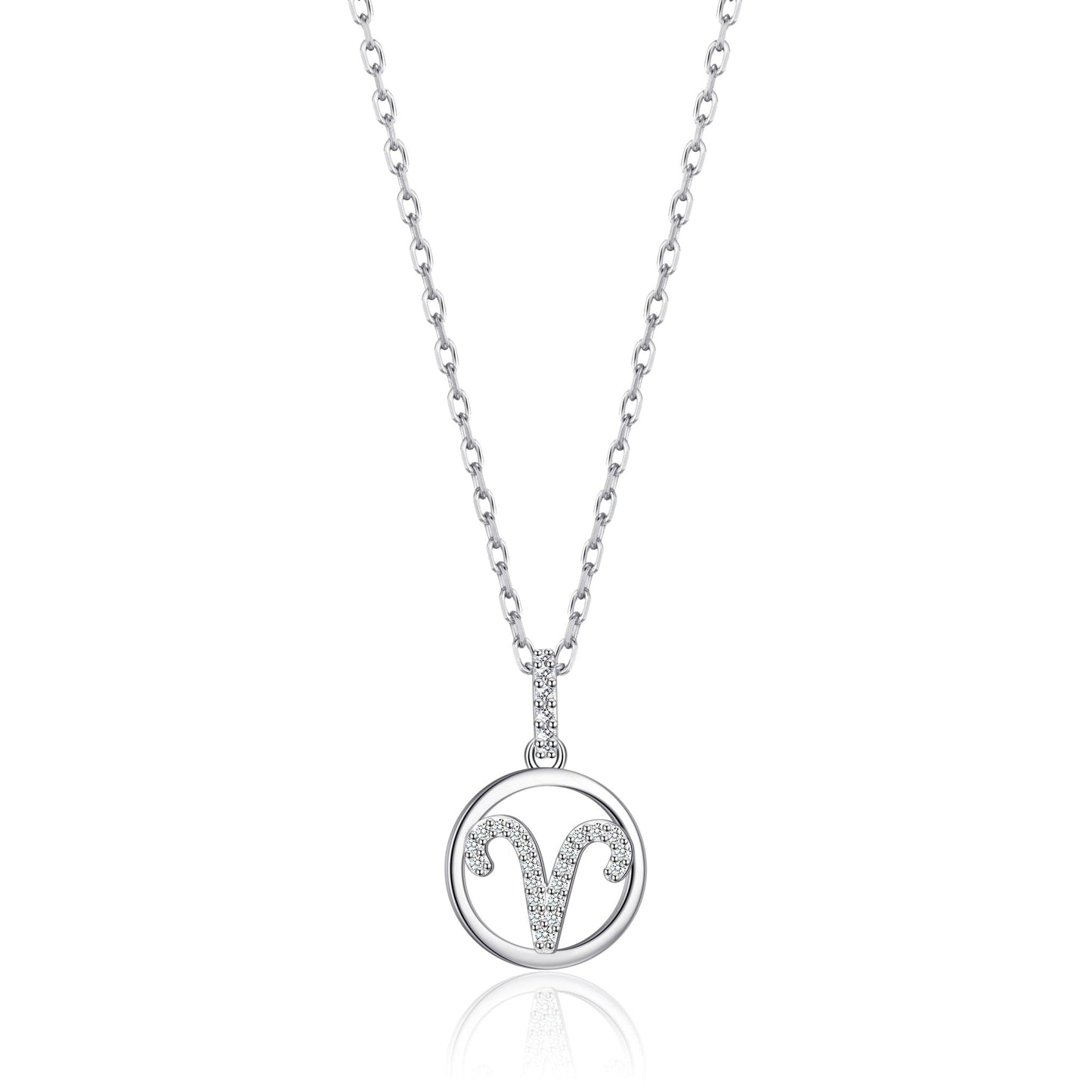 Aries Star Sign Zodiac Necklace with Zircondia® Crystals