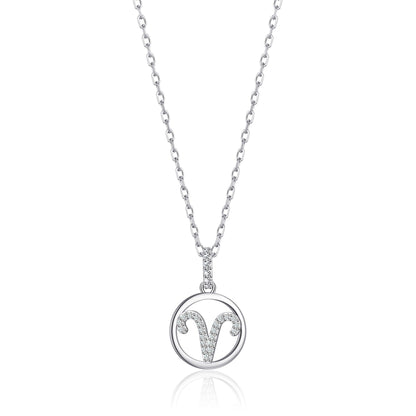 Aries Star Sign Zodiac Necklace with Zircondia® Crystals