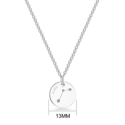 Aries Zodiac Star Sign Disc Necklace Created with Zircondia® Crystals