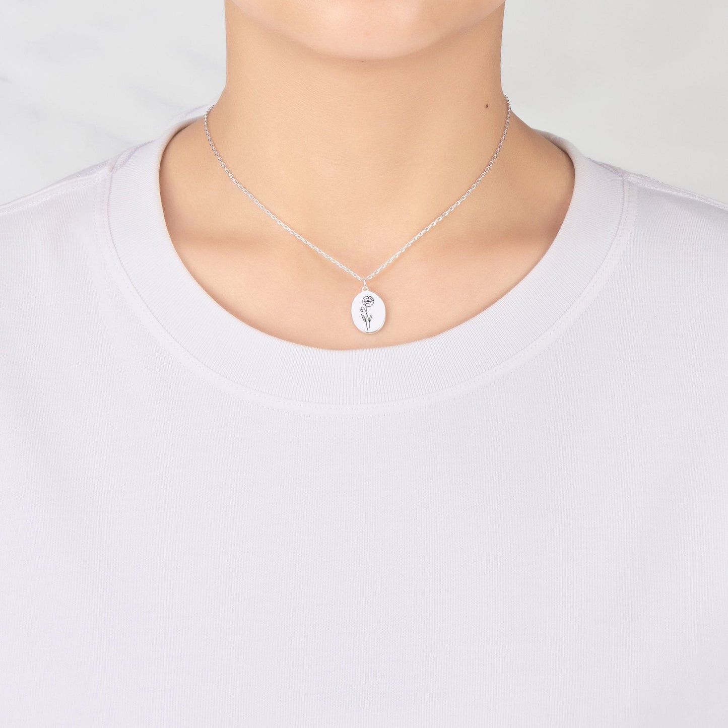 August Birth Flower Poppy Necklace with Card