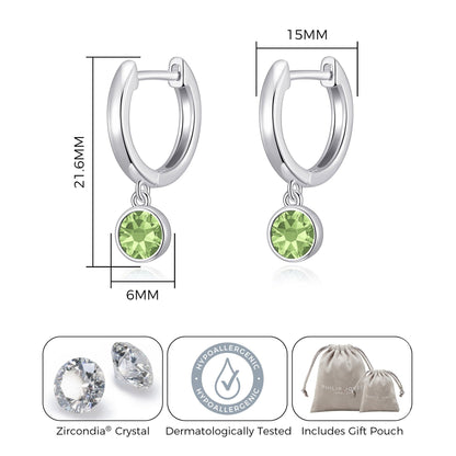 August Birthstone Hoop Earrings Created with Peridot Zircondia® Crystals