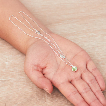 August (Peridot) Birthstone Necklace Created with Zircondia® Crystals