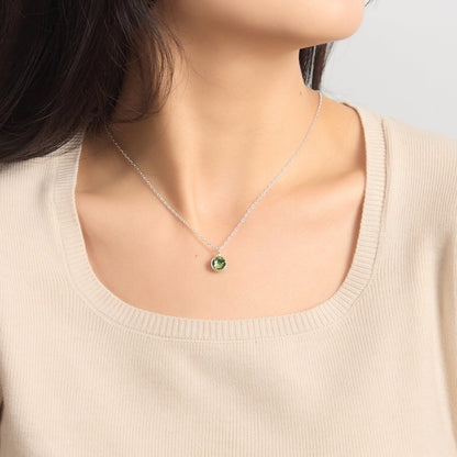 August (Peridot) Birthstone Necklace Created with Zircondia® Crystals