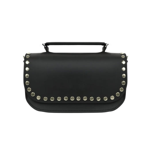 Aura Handmade Leather Bag - Black Studded