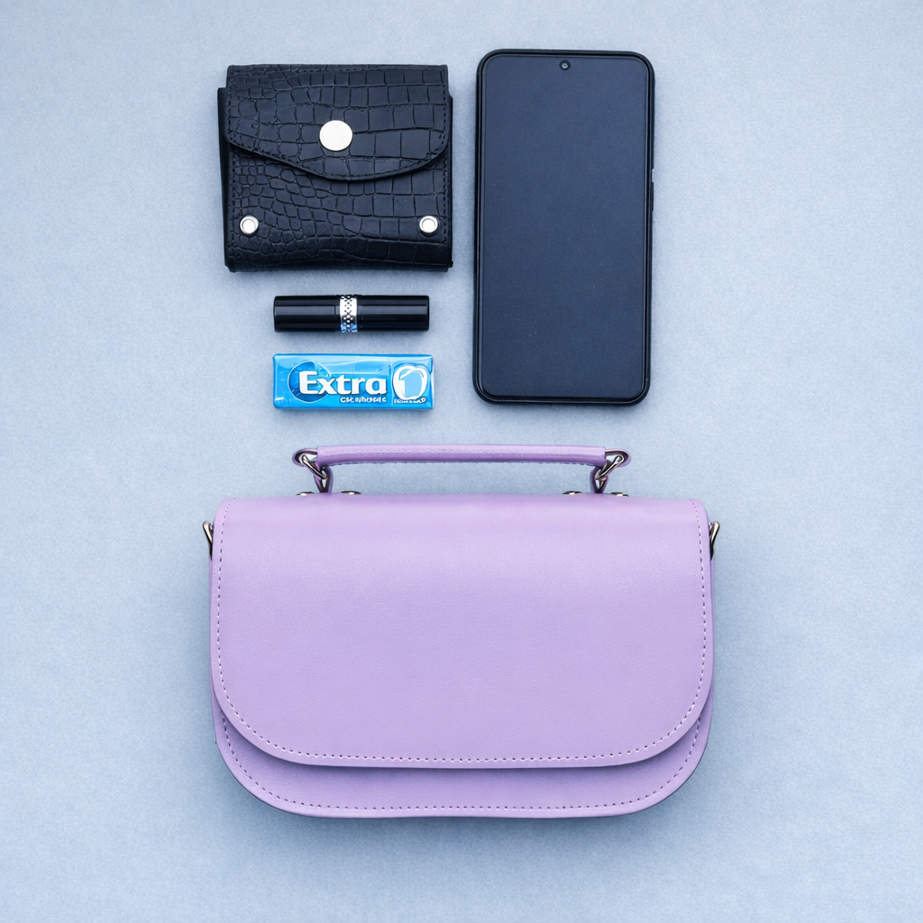 Sac en cuir fait main Aura - Violet pastel