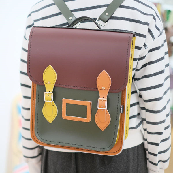 Autumnal Kaleidoscope Leather Backpack
