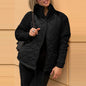 Women's Stand Collar Cotton Jacket - Zip Up Winter Coat with Pockets