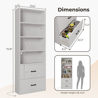 Display Cabinet White 60x23.5x180cm
