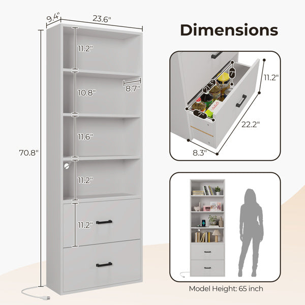 Display Cabinet White 60x23.5x180cm