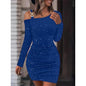 European And American Solid Color Sequins Slim Fit Dress
