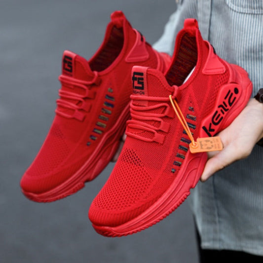 Chaussures décontractées respirantes à surface en maille sportive, fond souple, grande taille pour hommes