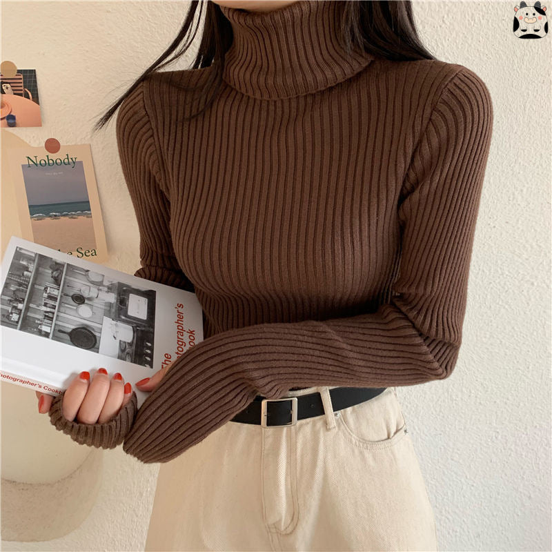Women's Fashion Turtleneck Slim-Fit Knitted Sweater