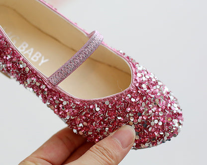 Girls Sequins Crystal Toe Cap