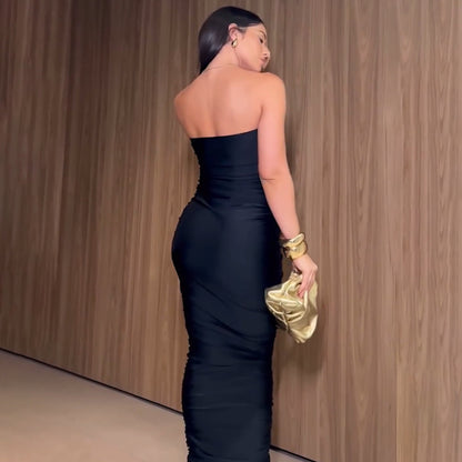 Robe moulante à col en V et dos nu pour femme