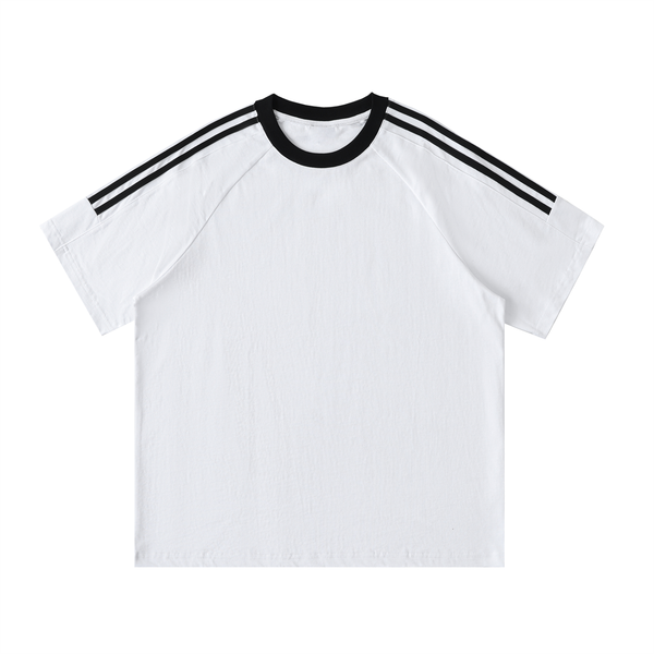 Contrast Tape Crewneck Cotton T-Shirt
