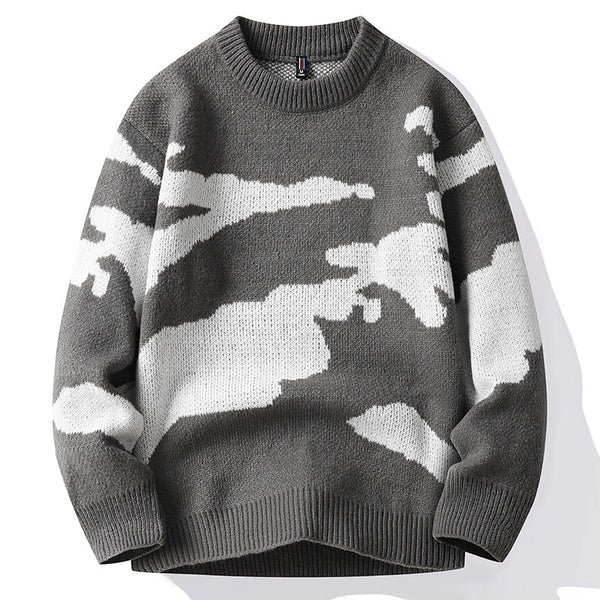 Mens crew neck knitted printed sweaters