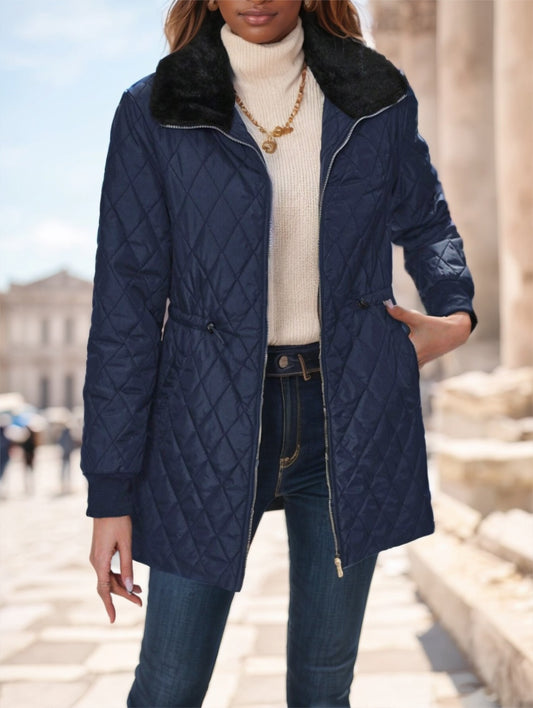 Drawstring Waist Padded Padded Coat
