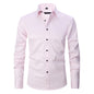 Men's Long-sleeved Fashion Top Slim Solid Color Stretch Shirt