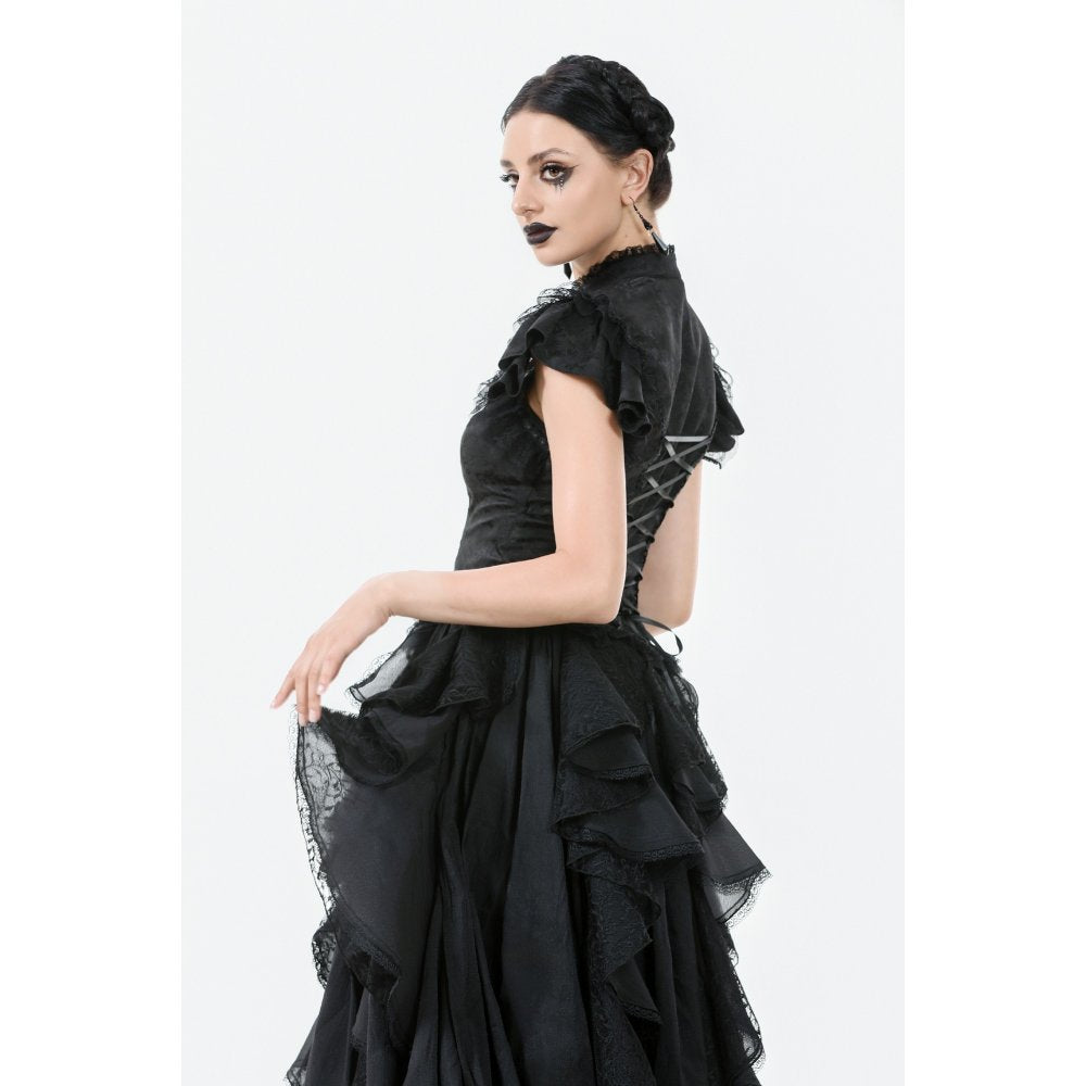 Dark in Love Seraphine Lace Shoulder Goth Top