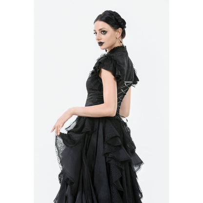 Dark in Love Seraphine Lace Shoulder Goth Top