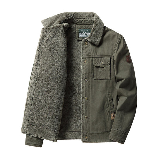 Fleece-lined Thickened Polo Collar Jacket