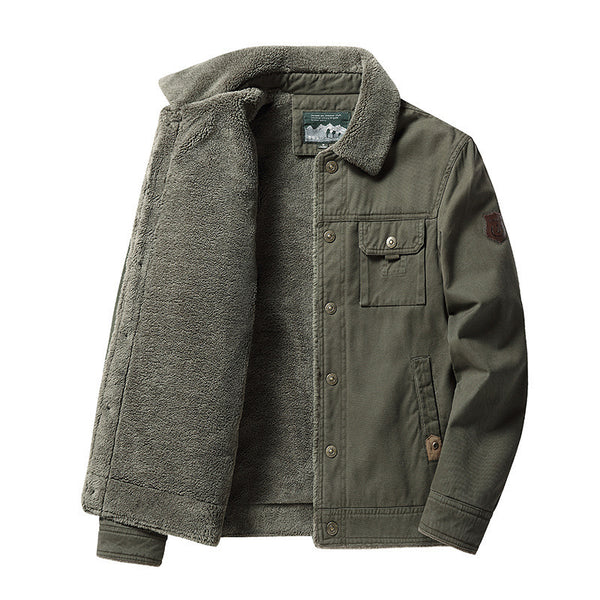 Fleece-lined Thickened Polo Collar Jacket