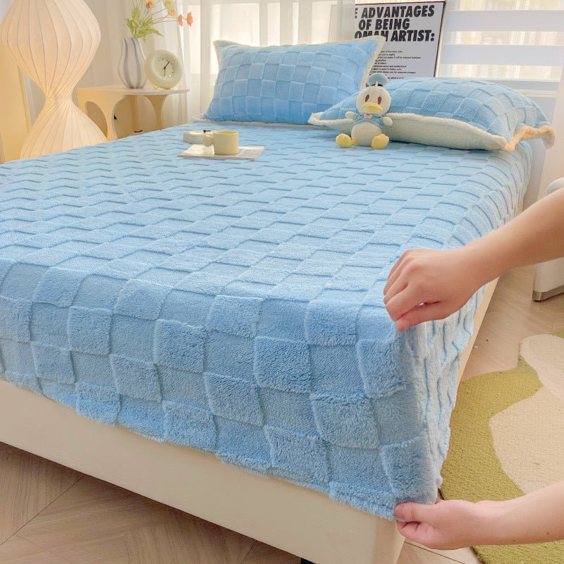 Milk Fiber Fitted Sheet Solid Color Tower Velvet Three-dimensional Carved