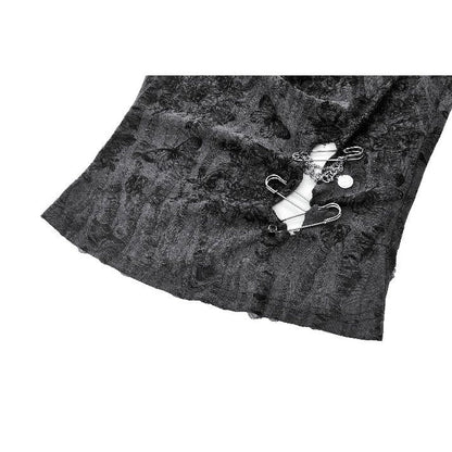Dark in Love Shredded Butterfly Print Halter Goth Top In Grey
