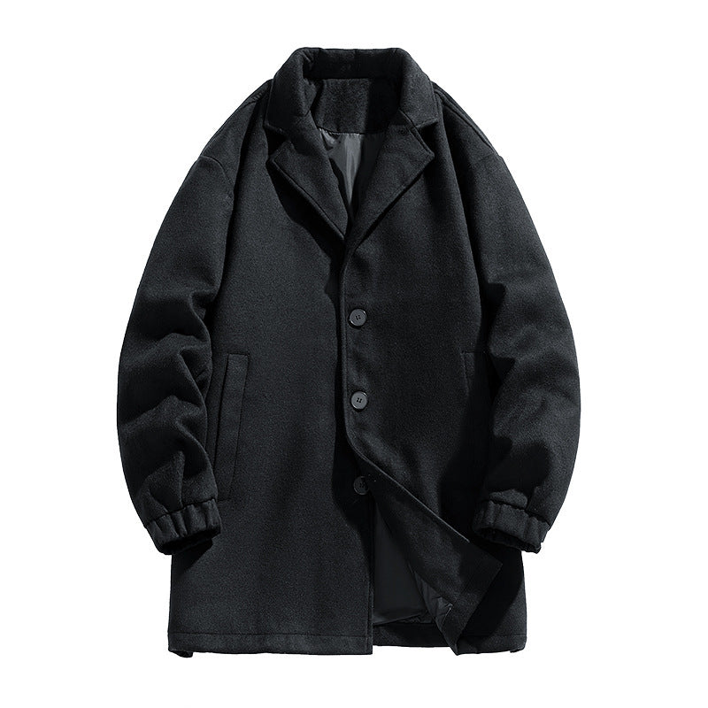 Men's Loose Mid-length Woolen Trench Coat