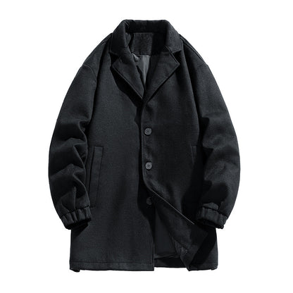 Men's Loose Mid-length Woolen Trench Coat