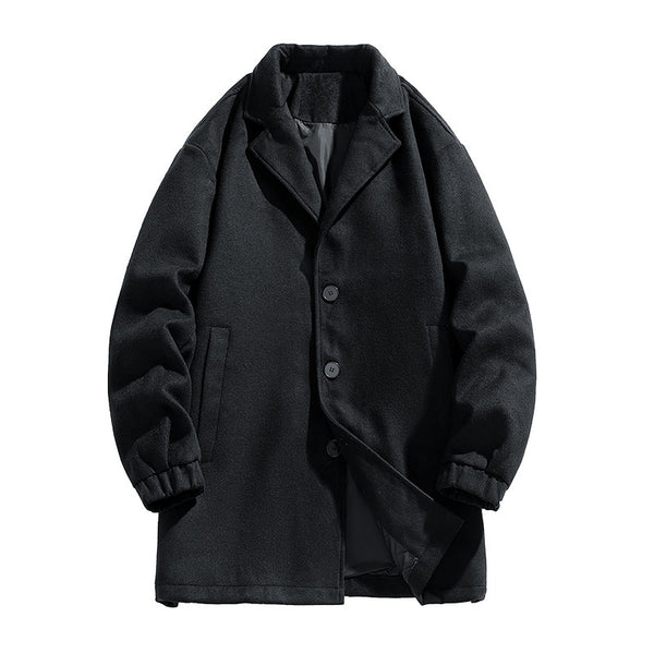 Trench-coat ample mi-long en laine pour homme