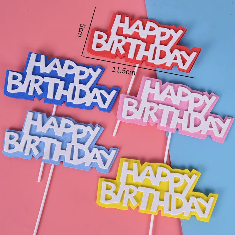 Happy Birthday Cake Decoration Card Color EVA Double Layer