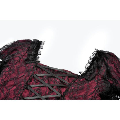 Dark in Love Red Black Lace Princess Dress with Stars Lace