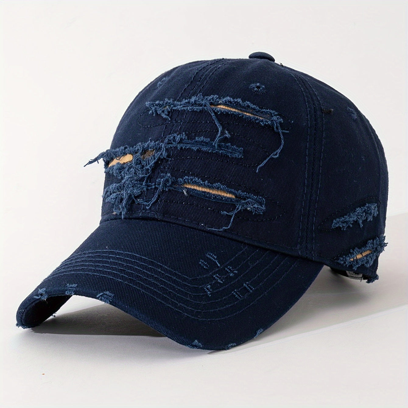 Casquette de baseball légère et réglable avec texte brodé au dos, tissu multicouche effet vieilli –