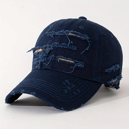 Casquette de baseball légère et réglable avec texte brodé au dos, tissu multicouche effet vieilli –
