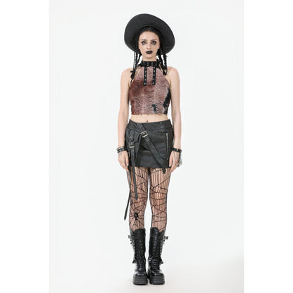 Dark in Love Chaos Reign Faux Leather Goth Mini Skirt in Black
