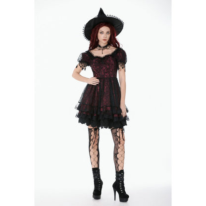 Dark in Love Red Black Lace Princess Dress with Stars Lace