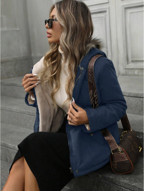 Aveloria Hooded Cinched Waist Casual Parka