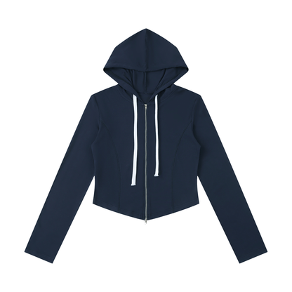 Women's Slim Cropped Full Zip Hoodie 260GSM