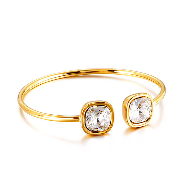 Bracelet carré ouvert creux en acier inoxydable