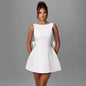Big-Bowed Pearls Backless Dress