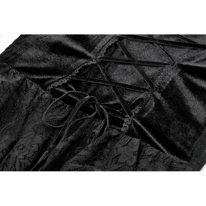 Dark in Love Classic Gothic Velvet & Lace Embroidered Dress
